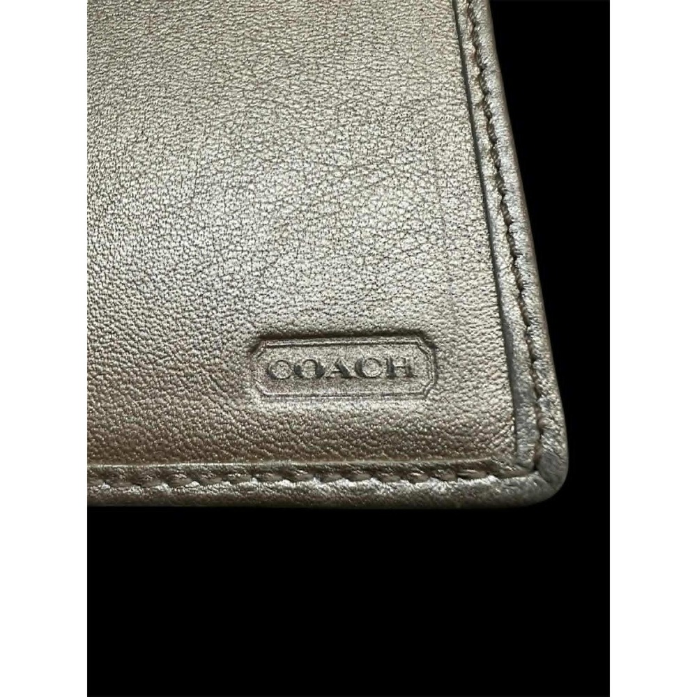 Coach Signature Jacquard Slim Checkbook Wallet Metallic Champagne‎ Leather Trim - Picture 5 of 6